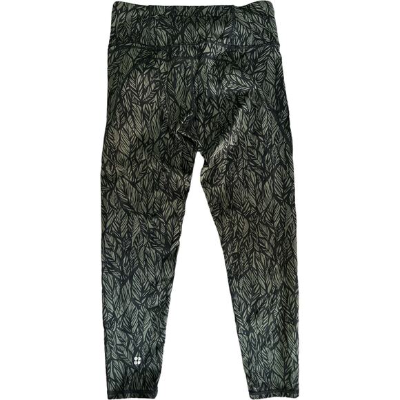 NWOT Sweaty Betty Green & Black Leaf Print 7/8 Leggings Size Small - Picture 1 of 6